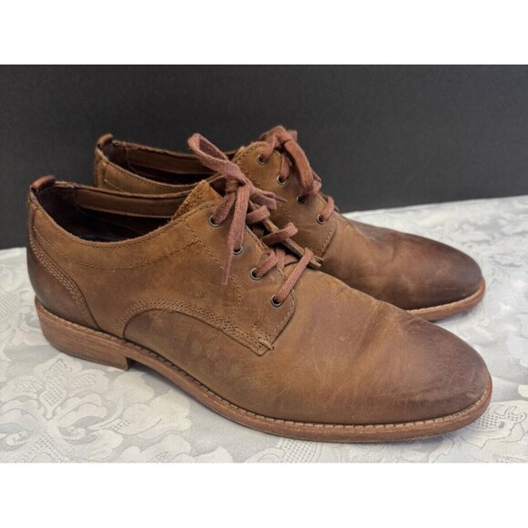 Cole Haan 8.5M Feathercraft Plain Toe Grand Blucher‎ Oxford Leather Shoe Tan - Picture 1 of 12